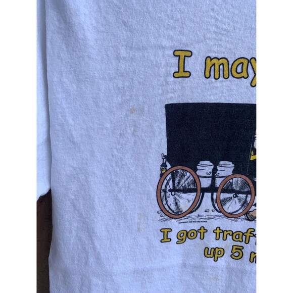 Vintage 90s I may be slow but... I got traffic backed up 5 miles Funny Tshirt M - Picture 8 of 8